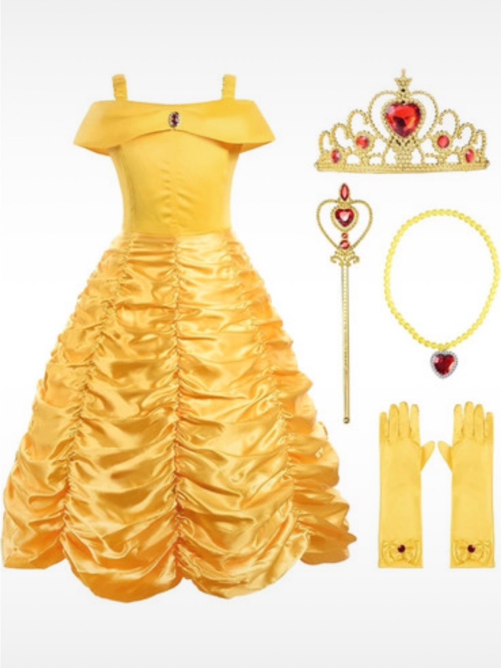 Yellow Princess Ball Gown Costume with Accessories size 8